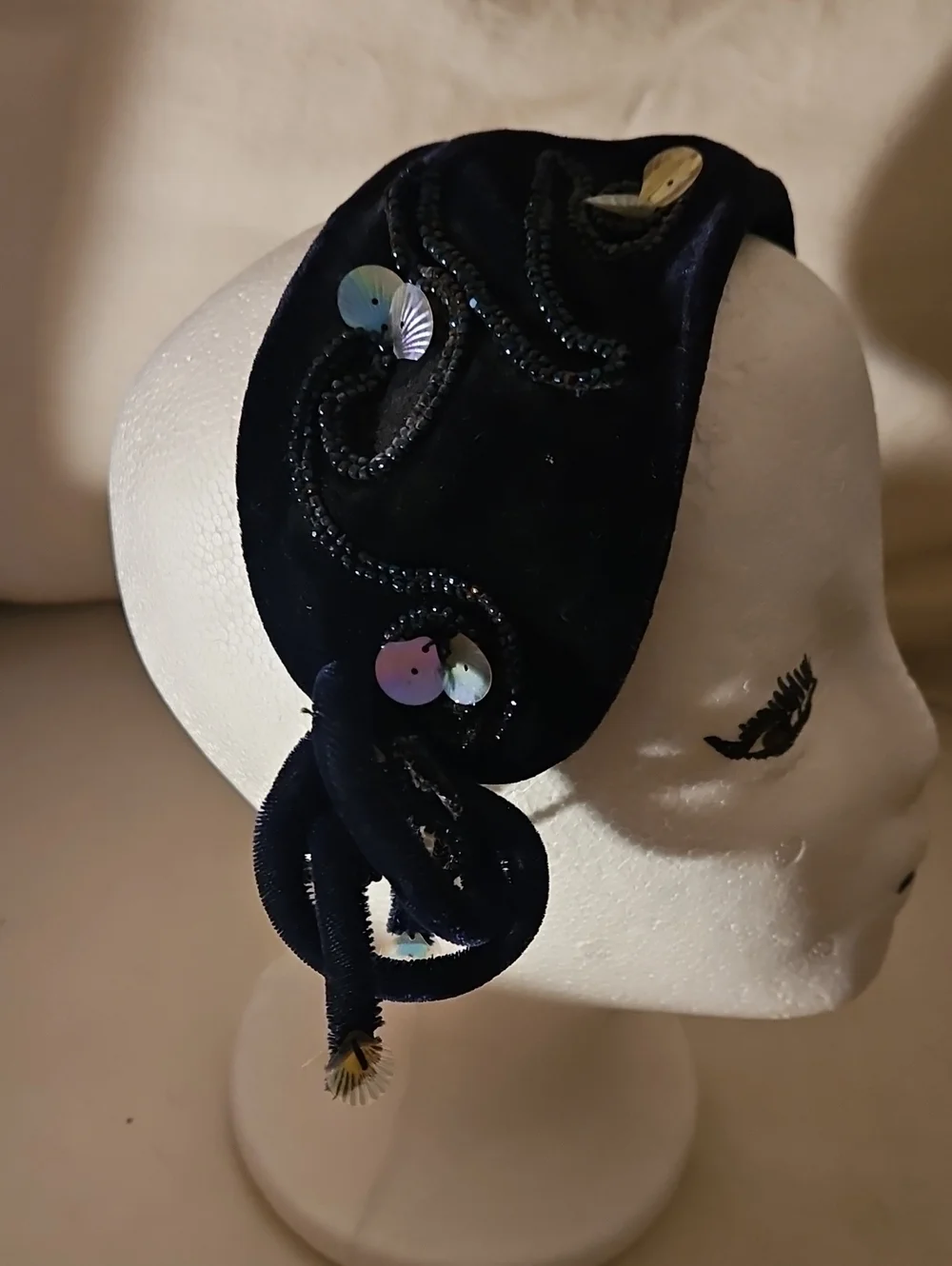 1950s Vintage Navy Blue Head Piece